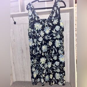 Loft Floral Black sleeveless Dress size XXL